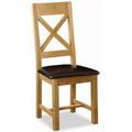 Addison Cross Back Oak Dining Chair with Leather Seat (Sold in Pairs)