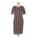 Lularoe Casual Dress - Sheath Crew Neck Short sleeves: Burgundy Dresses - Women's Size X-Large