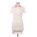Zara Casual Dress - Bodycon High Neck Short sleeves: White Color Block Dresses - Women's Size Medium