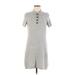 American Eagle Outfitters Casual Dress - Mini Collared Short sleeves: Gray Solid Dresses - Women's Size Medium