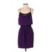 BCBGeneration Casual Dress - Mini Scoop Neck Sleeveless: Purple Print Dresses - Women's Size Small