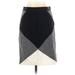 Ann Taylor Casual Pencil Skirt Knee Length: Gray Color Block Bottoms - Women's Size 2