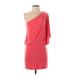 Jessica Simpson Casual Dress - Mini Plunge 3/4 sleeves: Red Solid Dresses - Women's Size X-Small