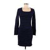 W118 by Walter Baker Casual Dress - Sheath Scoop Neck Long Sleeve: Blue Marled Dresses - Women's Size Medium