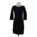 Talbots Casual Dress - Sheath High Neck 3/4 sleeves: Black Solid Dresses - Women's Size Small Petite