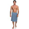 TowelSelections Men's Wrap Adjustable Cotton Terry Spa Shower Bath Gym Cover Up, Blue, L-X-L