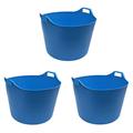 3 x Flexi Tub Garden Home Flexible Colour Storage Container Bucket Polyethylene Flex Tub - MADE IN U.K (Sky Blue, Extra Large - 75 Litre)