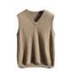 SAWEEZ Mens V-Neck Knitted Sweater Vest, Cashmere Vest Jumper Fine Knit Sweater Solid Color Sleeveless Wool Waistcoat Casual Pullover Knitwear Gilets Waistcoat Tank Top,Brown,Xl