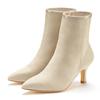 Stiefelette LASCANA, Damen, Gr. 39, beige, Obermaterial: 100% Lederimitat. Futter: 100% Textilmaterial. Decksohle: 100% Lederimitat. Laufsohle: 100% Synthetik, unifarben, modisch, Schuhe, High-Heel Ankle Stiefel in Denim-Optik VEGAN