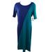 Lularoe Dresses | Lularoe Julia Diagonal Two-Tone Dress Size Xs Midi Scoop Neck Stretch Comfort | Color: Blue/Green | Size: Xs