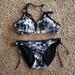 Athleta Swim | Athleta Roca Chica Scallop 2 Piece Bikini Set Tie Dye Black White M / S | Color: Black/White | Size: S