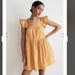 Madewell Dresses | Madewell Flutter-Sleeve Square-Neck Mini Dress Autumn Wheat Gold Yellow Xl 14 16 | Color: Gold/Yellow | Size: Xl