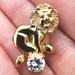 Anthropologie Jewelry | Anthropologie "A Diamond For The King" Lion W Swarovski Crystal Brooch Rare | Color: Gold/Silver | Size: Os