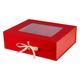PLINJOY Extra Large Red Gift Box for Presents with Ribbon 19x16x6 Inches Clear Gift Box with Window Magnetic Closure Gift Boxes with Lids