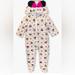 Disney Jackets & Coats | Disney Baby Girls’ Minnie Mouse Hooded Long Sleeve Romper For Infant Beige | Color: Cream | Size: 12-18mb