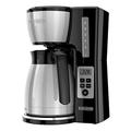 BLACK + DECKER - CM2046S 12-Cup Programmable Thermal Coffee Maker with Brew Strength and VORTEX Technology, Black and Steel, CM2046S