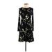 Old Navy Casual Dress - Mini High Neck Long sleeves: Black Floral Dresses - Women's Size X-Small