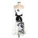 Frederick's of Hollywood Cocktail Dress - A-Line Sweetheart Sleeveless: White Floral Dresses - Women's Size 6