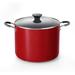 Cook N Home Non-Stick Aluminum Stockpot Cooking Pot w/ Glass Lid Non Stick/Aluminum in Red | Wayfair 02746