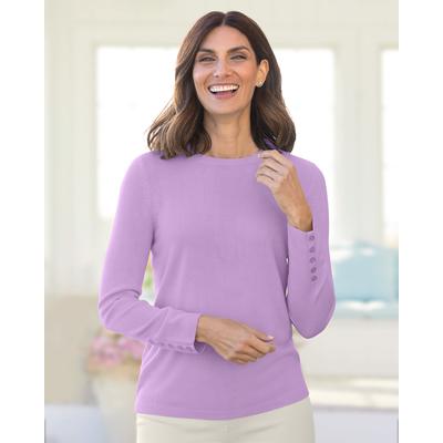 Appleseeds Women's Spindrift™ Long-Sleeve Button-Cuff Sweater - Purple - PXL - Petite