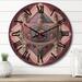 East Urban Home Zinaida Solid Wood Wall Clock Solid Wood in Brown/Gray/Pink | 23 H x 23 W x 1 D in | Wayfair 54B3E9AE62D642EE8BD216964E29E47F