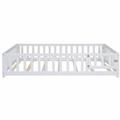 Winston Porter Ogennaya Toddler Bed Frame, Floor Bed w/ Rails for Toddlers 1-3 Wood in White | 16.3 H x 79.59 W x 57.1 D in | Wayfair