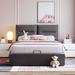 Ebern Designs Ammelie Upholstered Platform Bed w/ a Hydraulic Storage System Upholstered in Gray | 44.5 H x 57.5 W x 76.2 D in | Wayfair