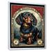 Winston Porter Retro Stamp Illustration Of Cute Dachshund On Canvas Print Metal in Black/Brown/Red | 32 H x 24 W x 1 D in | Wayfair