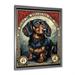 Winston Porter Retro Stamp Illustration Of Cute Dachshund On Canvas Print Plastic in Black/Brown/Red | 44 H x 34 W x 1.5 D in | Wayfair