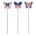 The Holiday Aisle® 3 Piece Patriotic/Americana Butterflies Garden Stake Set Metal in Blue/Red/White | 24 H x 0.25 W x 6 D in | Wayfair