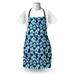 East Urban Home Navy Apron Unisex, Hibiscus Hawaiian Flowers, Adult Size, Dark Blue & Sky Blue, Polyester | Wayfair