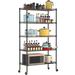 Rebrilliant 5-Tier Metal Storage Shelves w/ Wheels Steel in Black | 63 H x 30 W x 14 D in | Wayfair 1112D3B6B5654CDC878B93F38620446A