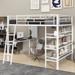 Mason & Marbles Full Size Loft Bed w/ 3 Layers of Shelves & Desk, Stylish Frame Bed w/ Whiteboard in Gray/White | Wayfair