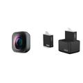 GoPro Max Lens Mod 2.0 (HERO12 Black) – Offizielles Zubehör & Dual-Akkuladegerät + 2 Enduro-Akkus (HERO11 Black/HERO10 Black/HERO9 Black) – Offizielles Zubehör, ADDBD-211-EU