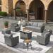 XIZZI 10 Pieces Outdoor Furniture Set Swivel Rocking Chair with Fire Pit