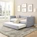 Upholstered Tufted Suqare Arm Sofa Bed with Trundle Bed and Nail