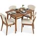 5-Piece Wooden Mid-Century Modern Dining Set w/ 4 Chairs, Padded Seat
