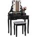 Vanity Desk Set with Lighted Mirror, 5 Drawers, Cushioned Stool