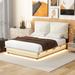 White Full Size Platform Bed w/ Sensor Light and Ergonomic Design Backrests
