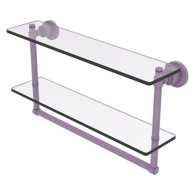 Allied Brass Washington Square Collection 16 Inch Two Tiered Glass Shelf with Integrated Towel Bar