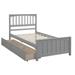 Gray Twin Size Platform Storage Bed Frame, Pinewood Bedframe with 2 Drawers for Kids Teens and Adults, No Box Spring Needed