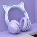Apmemiss Clearance Kids Over Ear Headphones Bluetooth Girls Cat Ear Wireless Headphones with Colorful LED Lights Built-in Mic Stereo Foldable Wired Headset for phone/PC/MP4/Home/office/Classroom
