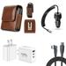 Travel Bundle for Boost Celero 5G 2024 Belt Holster Clip Carrying Pouch Case Screen Protector 40W Car Charger Power Adapter 3-Port Wall Charger USB C to USB C Cable (Brown)