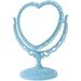 1 Pack Simple and Lovely Heart-Shaped Cosmetic Mirror Plastic Double-Sided Rotatable Dresser Mirror Lightweight Mirror Bathroom Bedroom MirrorBlue