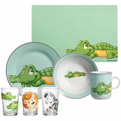 Ritzenhoff & Breker - Happy Zoo Krokodil Geschirr-Set mit Kinderbecher 7er Set