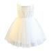 HAPIMO Girls s Party Wedding Dress Floral Lace Splicing Princess Dress Round Neck Mesh Tiered Ruffle Hem Cute Holiday Flying Sleeve Lovely Relaxed Comfy White 130