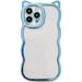 Glitter Women Case for iPhone 12 Pro Max Curly Wave Frame Sparkle Case for iPhone 12 Pro Max Cute 3D Kitty Ears Plated Case Lovely Animal Case for iPhone 12 Pro Max (Blue)