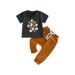 Baby Boys Halloween Outfit Pumpkin Print T-Shirt and Elastic Pants