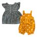 Carter s Girls Toddler 2 Piece Cotton Bodysuit Dress Set (Blue Stripe/Gold Floral 9M)