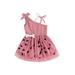 Baby Girls Mini Dress Elegant One Shoulder Sleeveless Tie Strap Dress